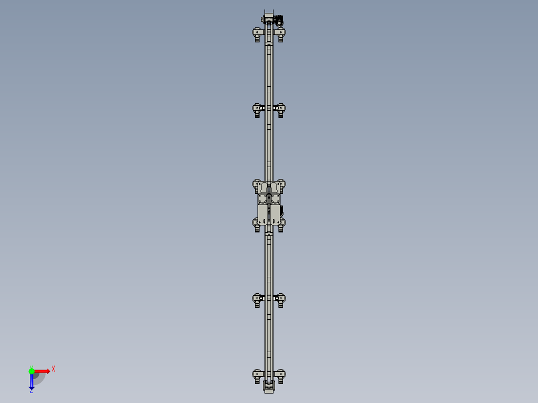 生产线中的排状夹瓶装置俯视图