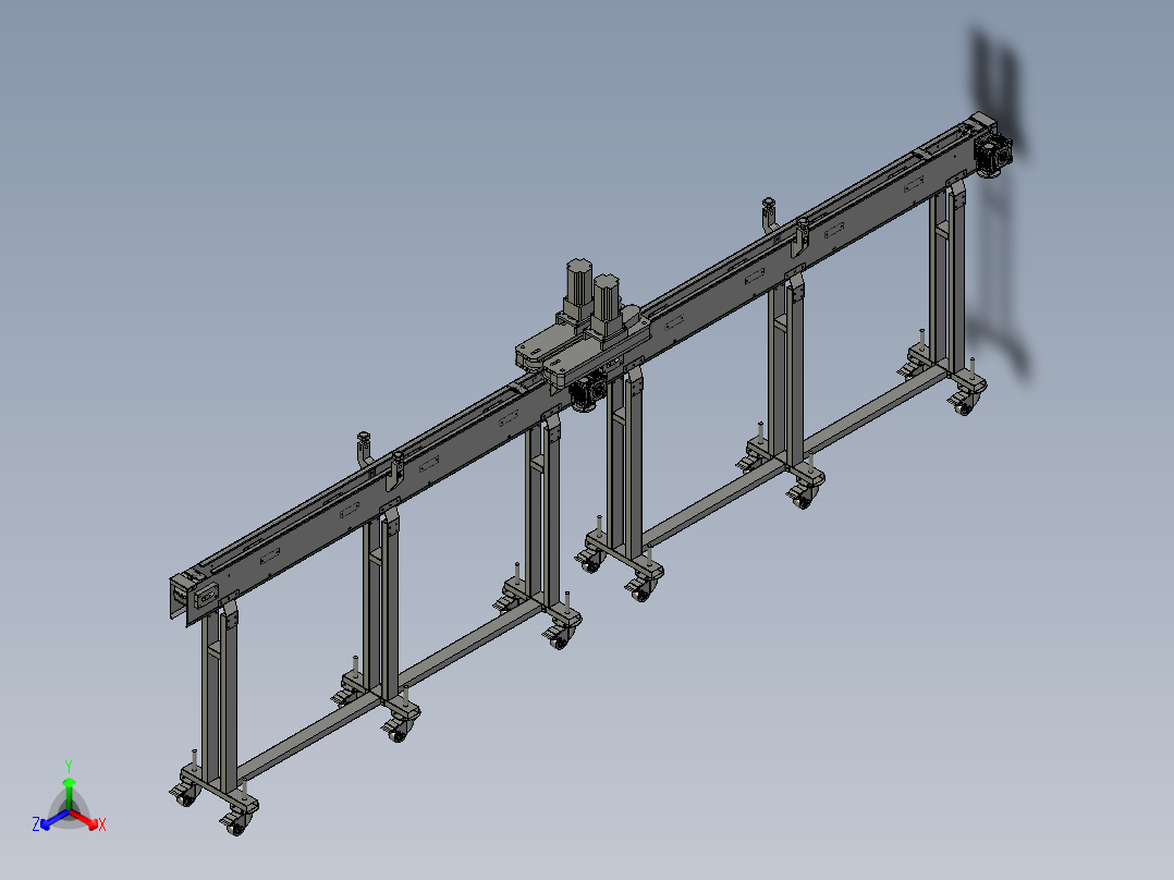 生产线中的排状夹瓶装置正等轴测图