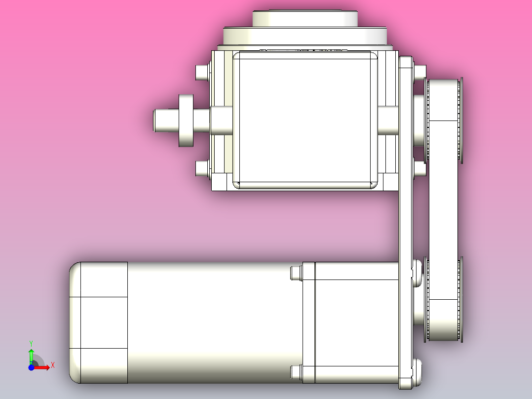鑫松80DT-同步轮下置L型-250w减速电机-输出销孔-T面安装-SY前视图