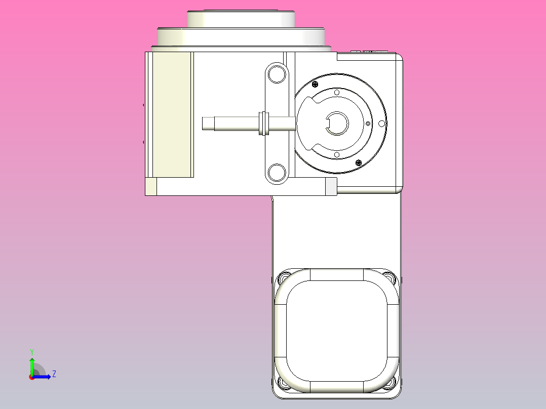 鑫松80DT-同步轮下置L型-250w减速电机-输出销孔-T面安装-SY左视图