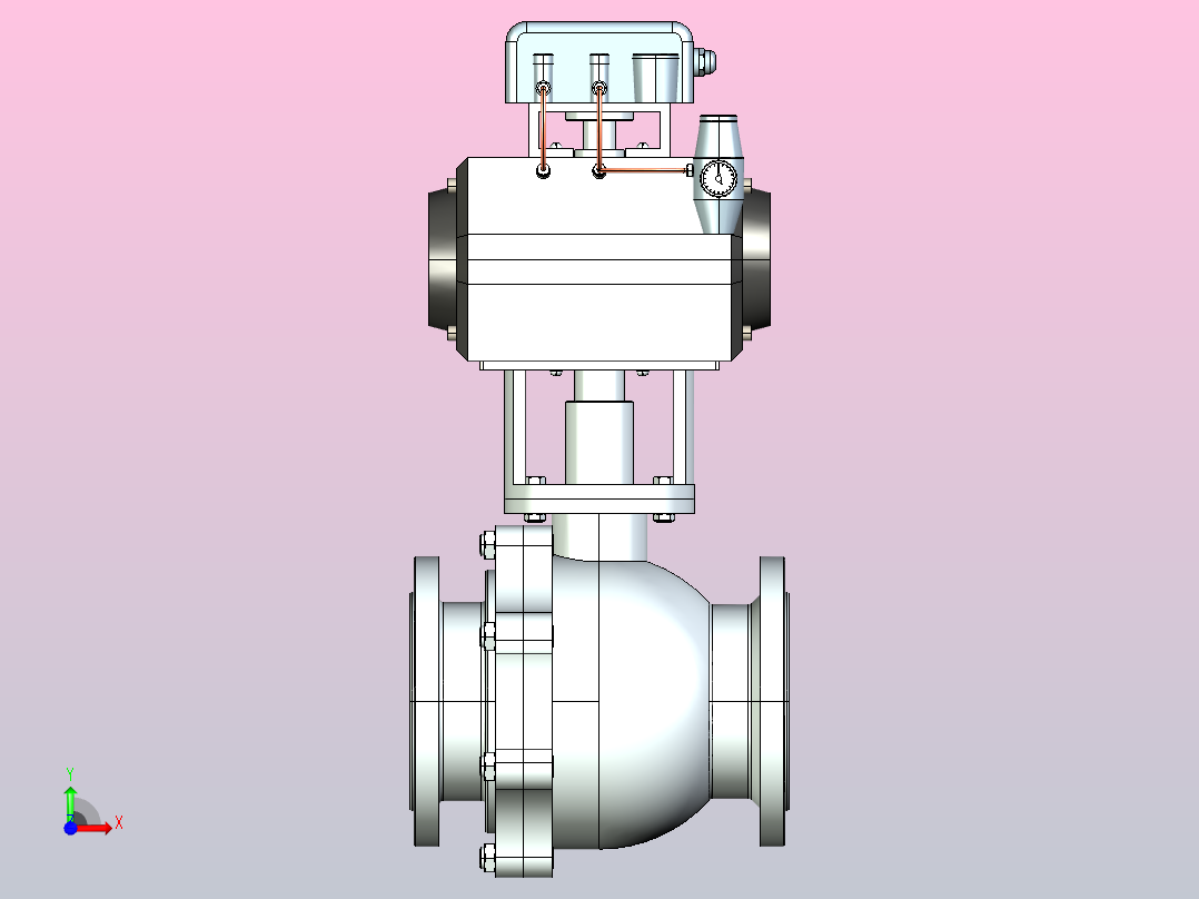 RV Q641F法兰式气动球阀[RVQ641H-16PG]125A前视图