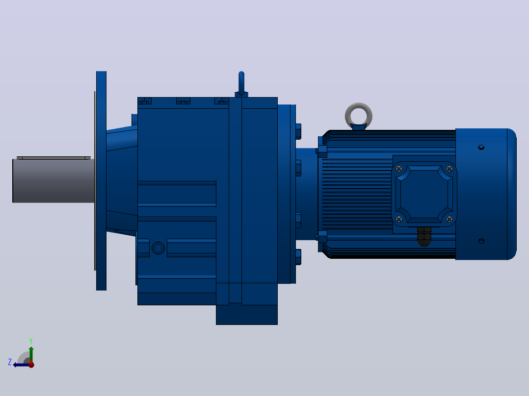 RF147法兰轴伸式安装斜齿轮减速机RF147-Y11-4P-160M-M1-0°-Φ450右视图