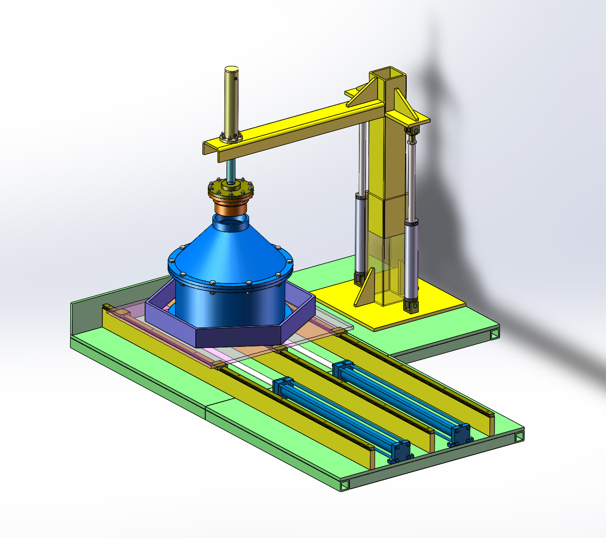 液压驱动悬臂式加压固化脱模工装（0.6KN）（SW+CAD+说明书）