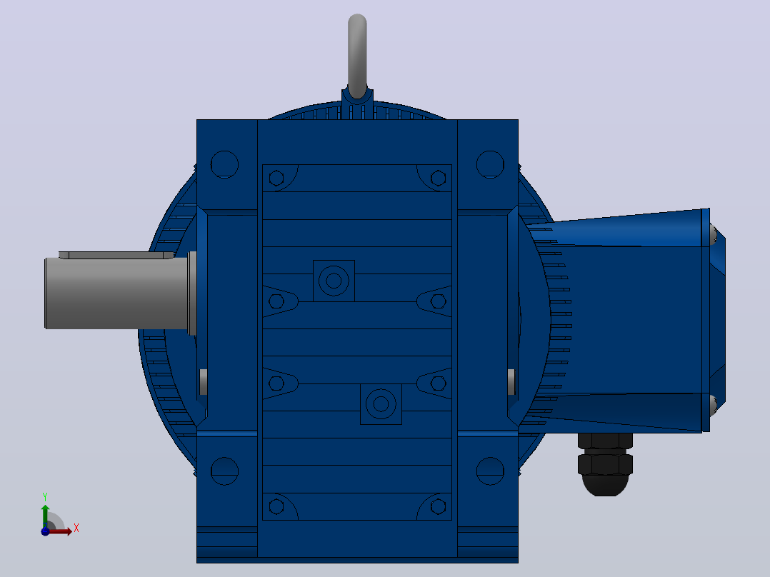 K57底脚轴伸式安装螺旋锥齿轮减速机K57-Y2.2-4P-24.05-M1-0°-B前视图