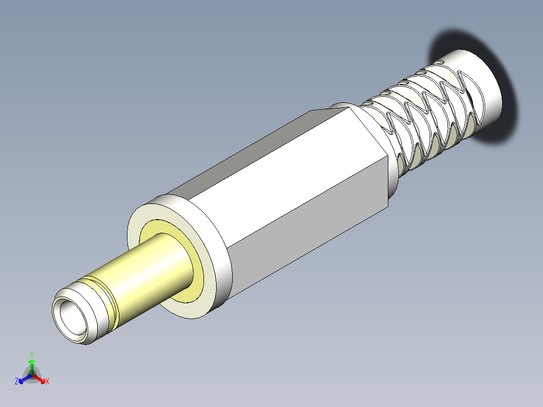 inventor 1.7mm直流电源连接器设计正等轴测图