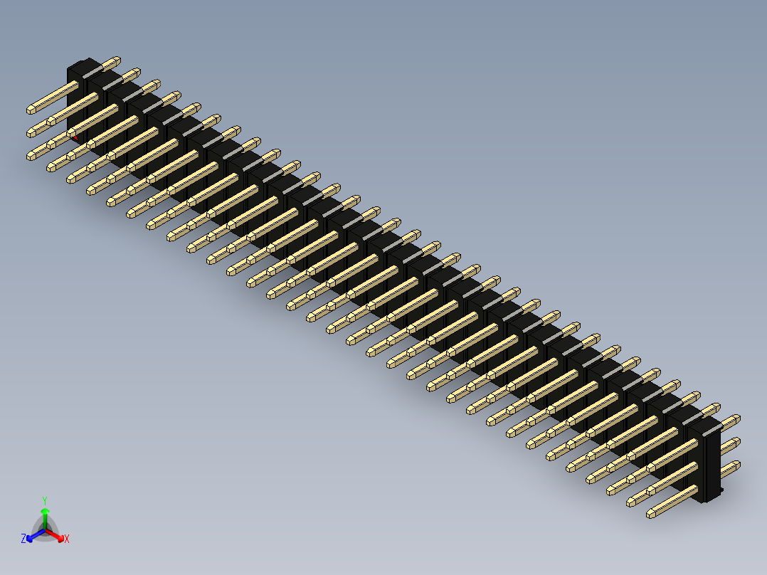 彩色公头100mil（2.54mm）系列-DS1021_black_3x32p_100mil_Type1_rev1.0正等轴测图