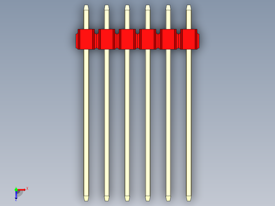 彩色公头100mil（2.54mm）系列-DS1021_red_3x06p_100mil_Type19_rev1.0俯视图