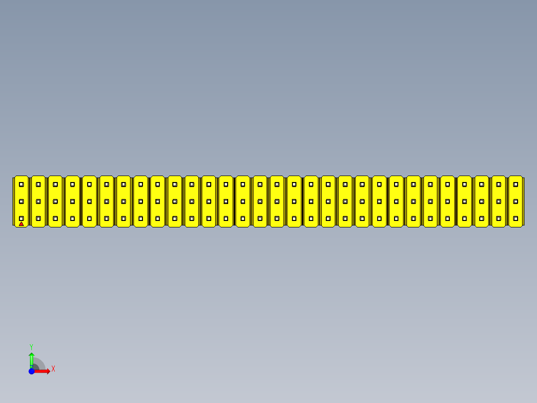 彩色公头100mil（2.54mm）系列-DS1021_yellow_3x30p_100mil_Type19_rev1.0前视图