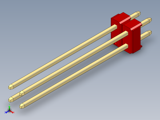 彩色公头100mil（2.54mm）系列-DS1021_red_2x02p_100mil_Type43_rev1.0正等轴测缩略图