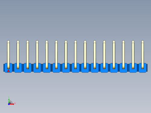 彩色公排针 100mil 2.54mm 系列-DS1022_blue_15p_100mil_TypeU_rev1.0前视缩略图