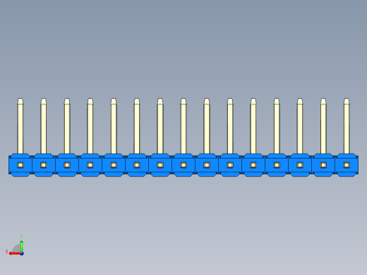 彩色公排针 100mil 2.54mm 系列-DS1022_blue_15p_100mil_TypeU_rev1.0后视缩略图