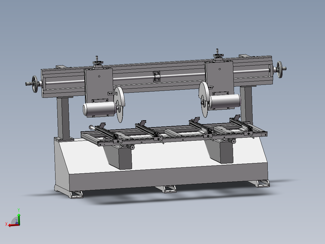 BJC1220双端裁板锯三维模型图主视图