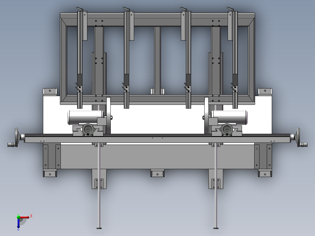 BJC1220双端裁板锯三维模型图俯视图