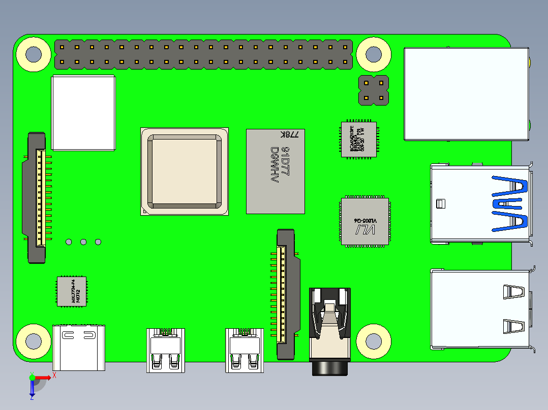 树莓派型号 3 4 +冷却俯视图
