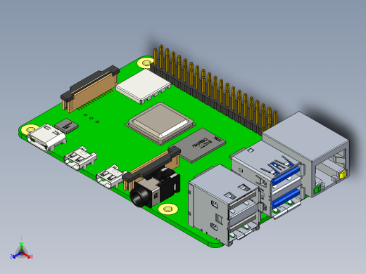 树莓派型号 3 4 +冷却正等轴测缩略图