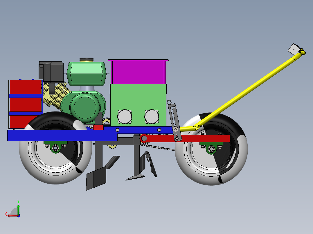 播种机（宝塔莱）设计（sw16可编辑+说明书+bom）后视图