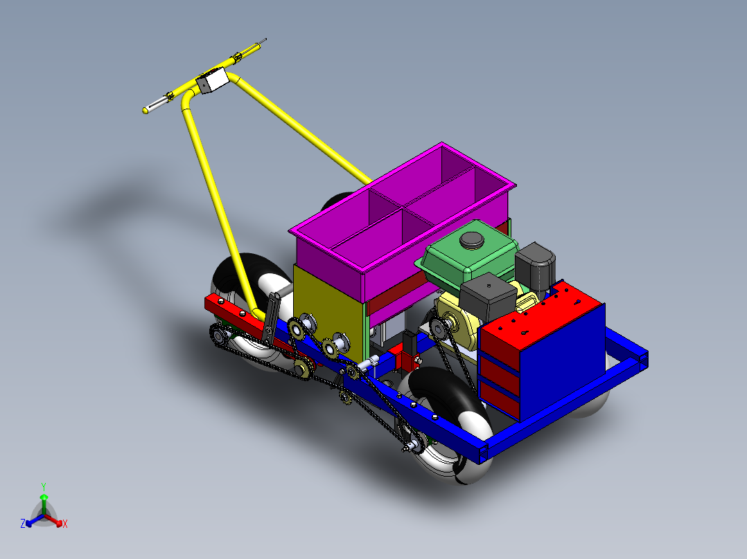 播种机（宝塔莱）设计（sw16可编辑+说明书+bom）正等轴测图