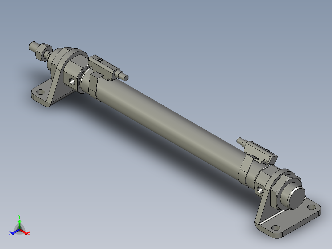 气缸MI16x125SCMLB(0)+(CS1-M-2)正等轴测图