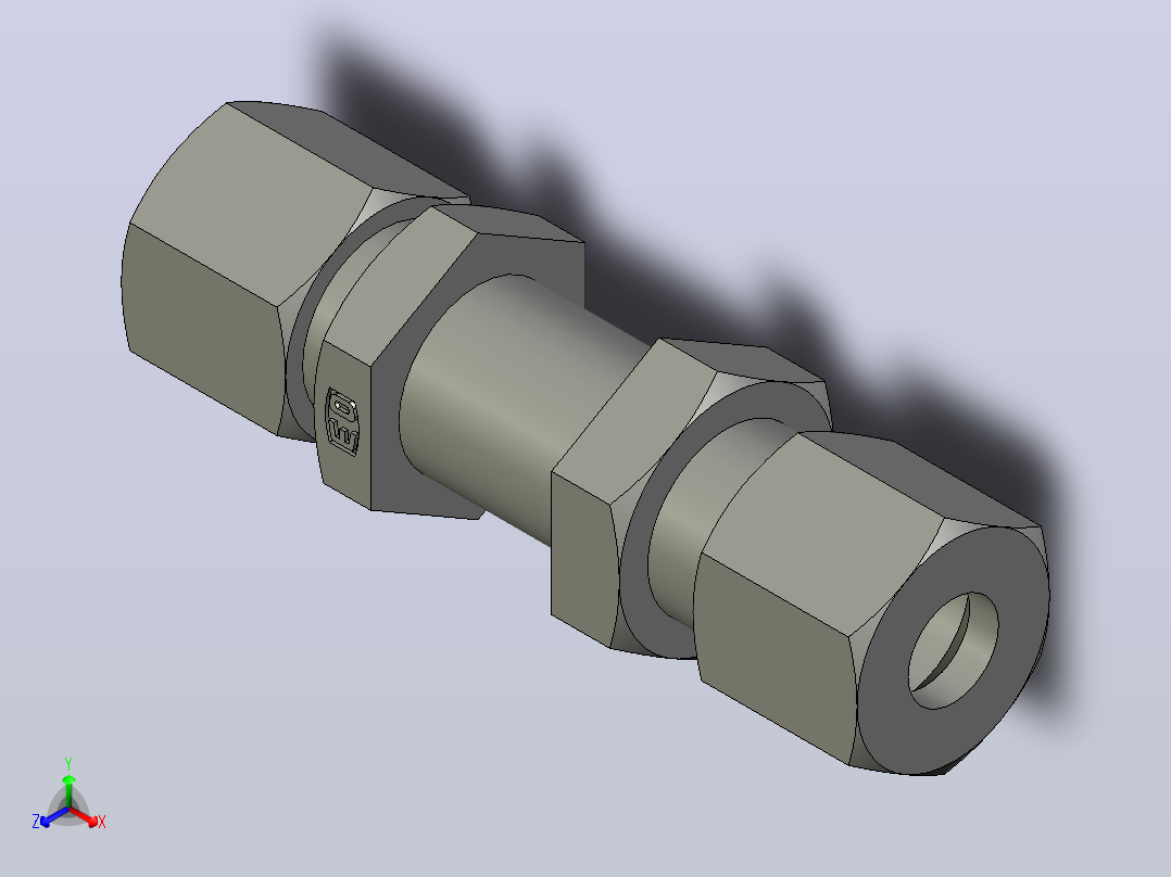 EO标准液压接头舱壁接头SV08LCF(16)正等轴测图