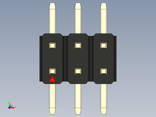 彩色公排针 100mil 2.54mm 系列-DS1022_black_06p_100mil_TypeSMT_rev1.0前视缩略图