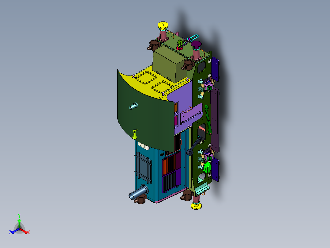 荷兰铁路复古蒸汽观光列车正等轴测图