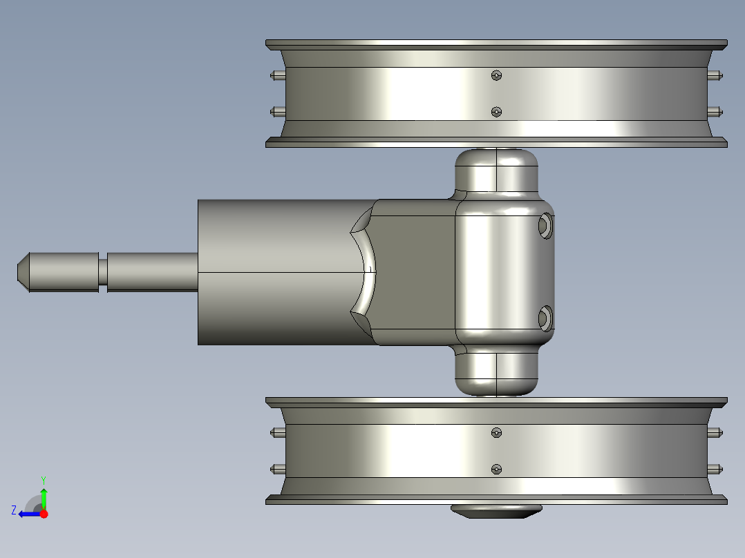 婴儿车前轮轮毂3D数模图纸 STP格式右视图