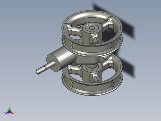 婴儿车前轮轮毂3D数模图纸 STP格式正等轴测缩略图