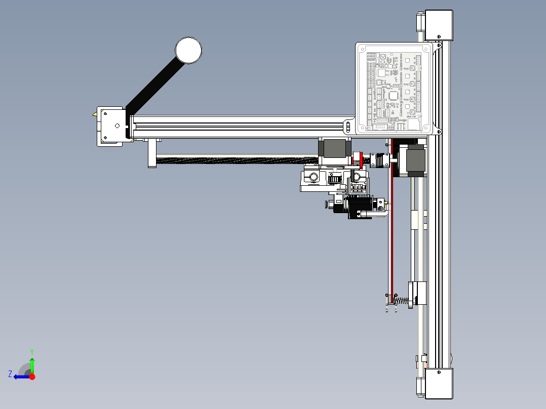 电机为 Nema 17的3d打印机右视图