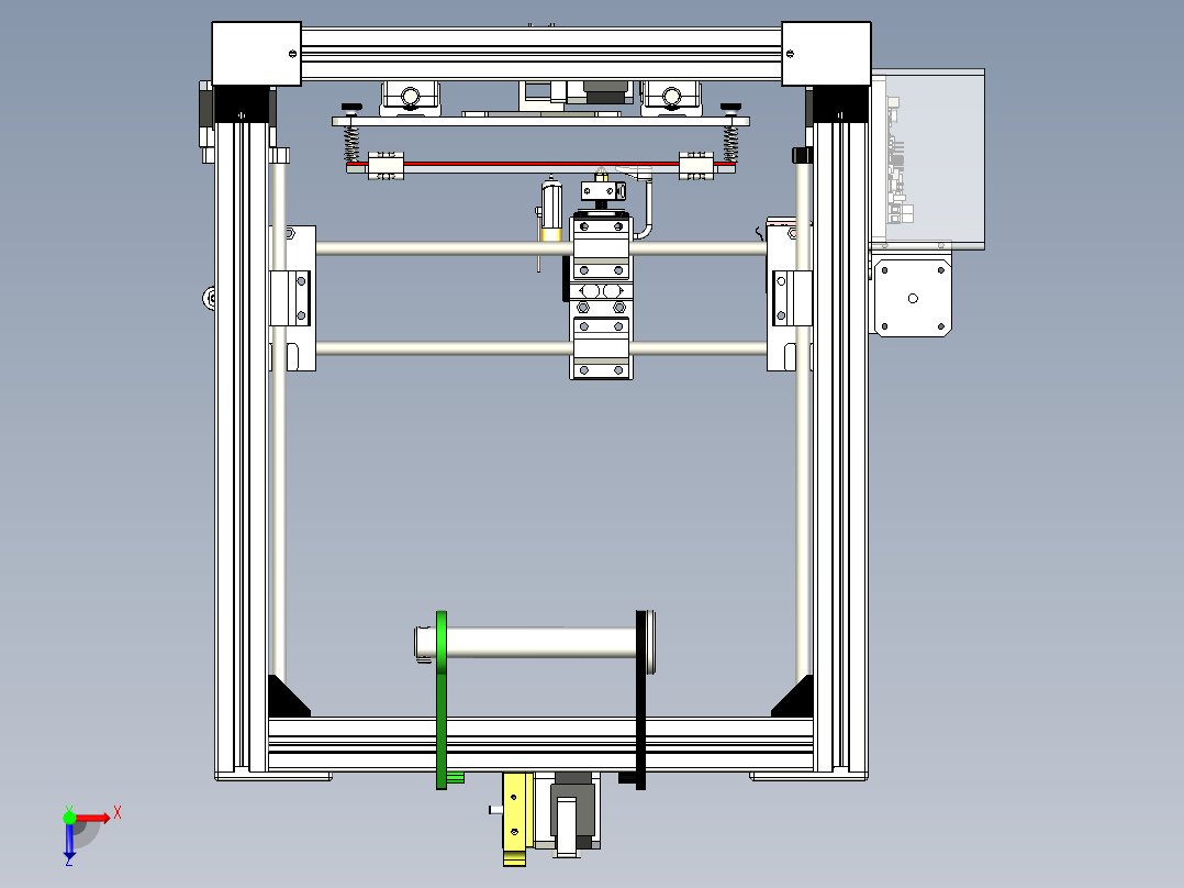 电机为 Nema 17的3d打印机俯视图