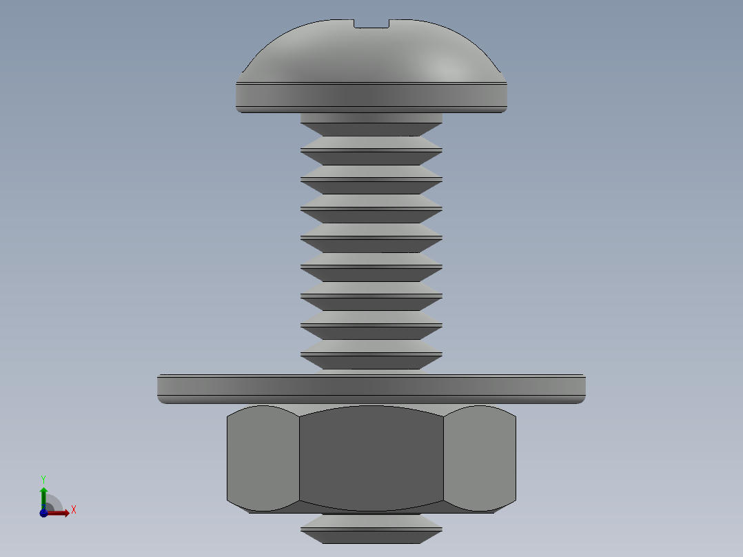 紧固件-0.2500 Round Head主视图