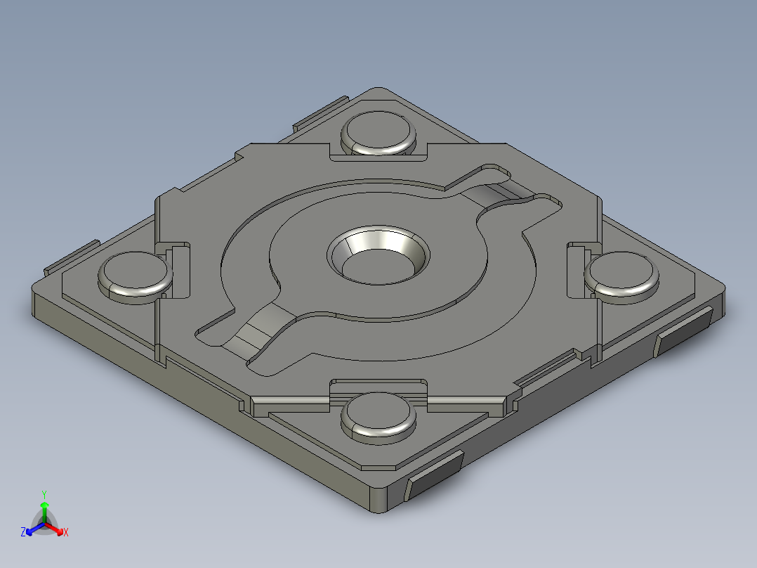 14毫米方形SMD轻触开关正等轴测图