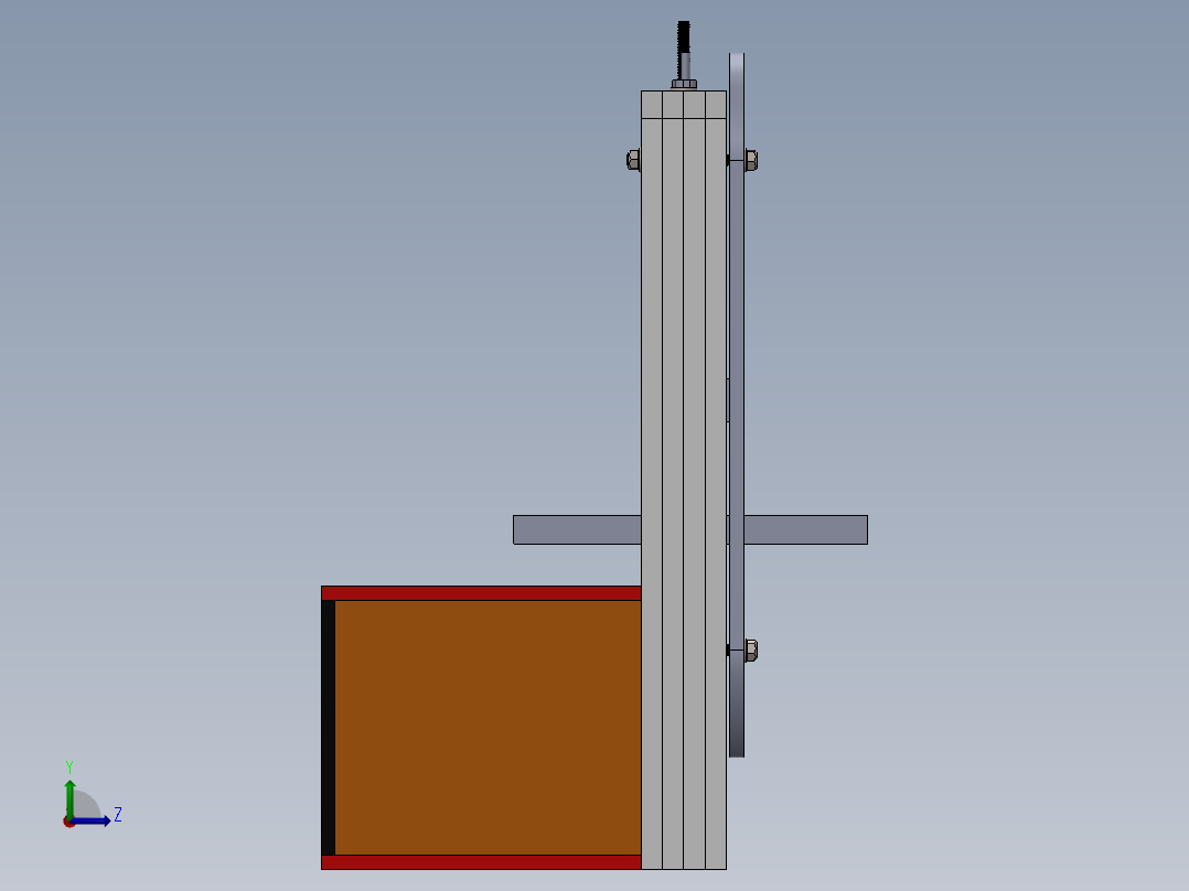 立式锯床设计模型左视图
