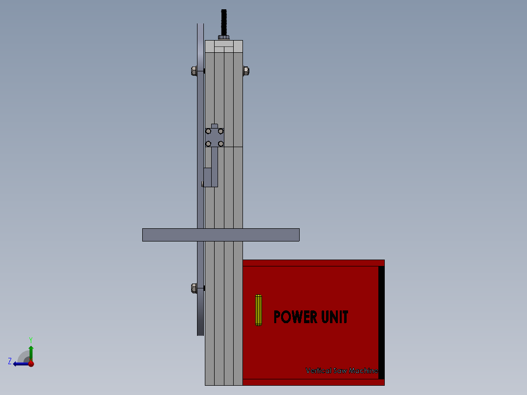立式锯床设计模型右视图