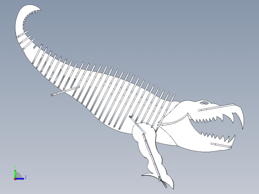 B2005267-鳄鱼，短吻鳄，薄板拼图，3D模型，3D拼图，金属工艺设计左视缩略图