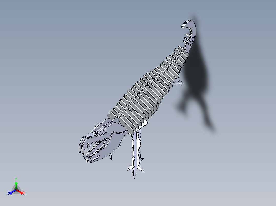 B2005267-鳄鱼，短吻鳄，薄板拼图，3D模型，3D拼图，金属工艺设计正等轴测图