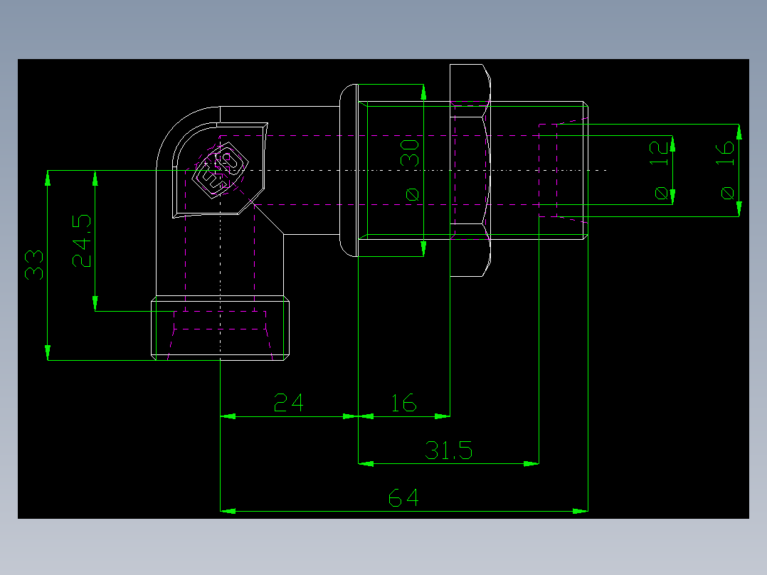 PARKER管接头EO Bulkhead elbow WSV16SOMD71(16)_front