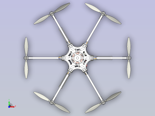 六翼航拍器无人机3D图纸三维建模前视缩略图