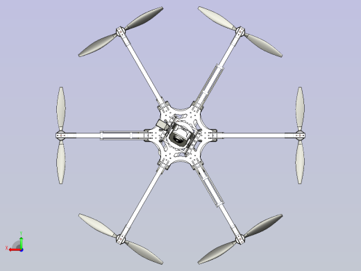 六翼航拍器无人机3D图纸三维建模后视缩略图