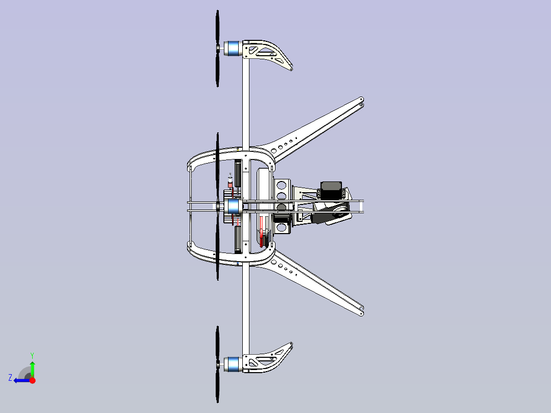 六翼航拍器无人机3D图纸三维建模右视图
