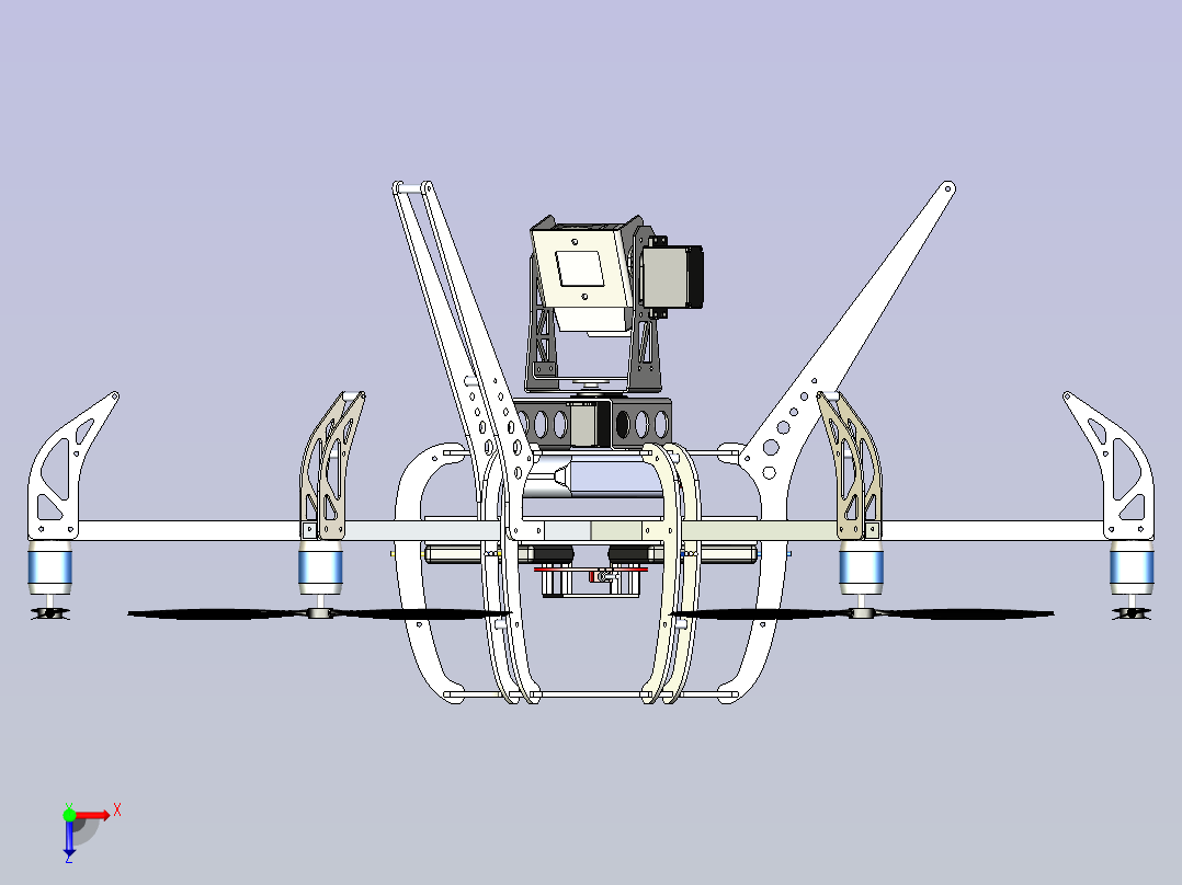 六翼航拍器无人机3D图纸三维建模俯视图