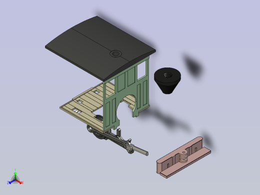 可拼装的3D打印机车模型正等轴测缩略图