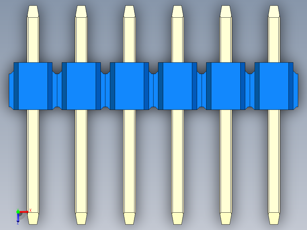 彩色公头100mil（2.54mm）系列-DS1021_blue_3x06p_100mil_Type1_rev1.0俯视图