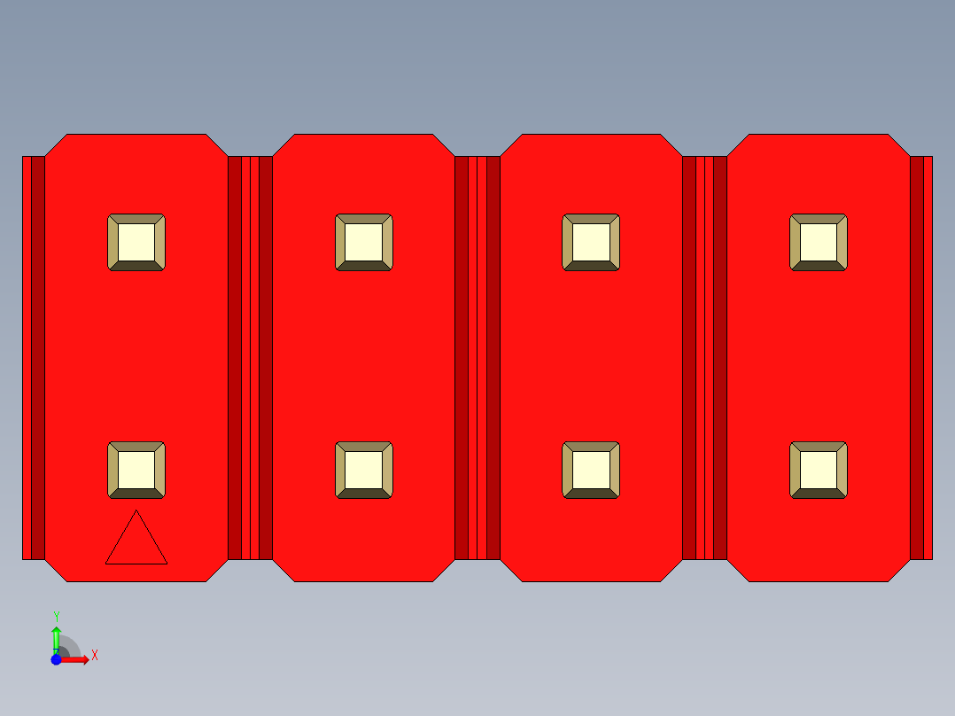 彩色公头100mil（2.54mm）系列-DS1021_red_2x04p_100mil_Type5_rev1.0前视图