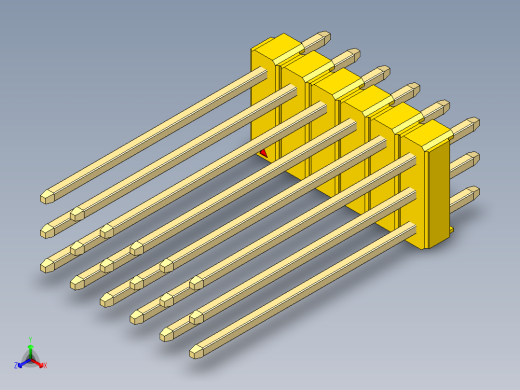 彩色公头100mil（2.54mm）系列-DS1021_yellow_3x06p_100mil_Type19_rev1.0正等轴测缩略图