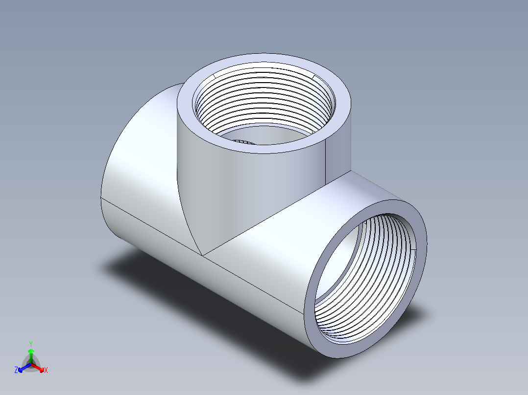 CPVC管件04-Sch80_Tee_FPTxFPTxFPT_9805-025_2.5in正等轴测图