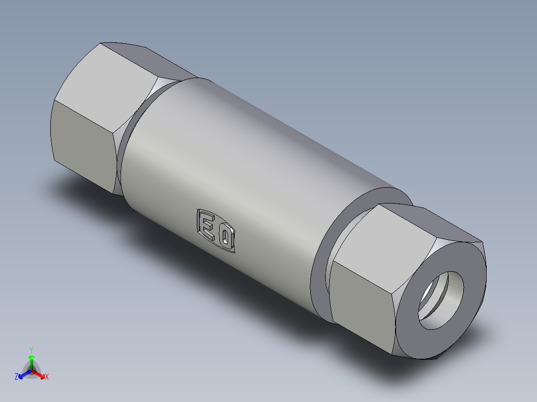 卡套式工业通用硬管接头EO_Weld_bulkhead_fitting_ESV12ZS71正等轴测图