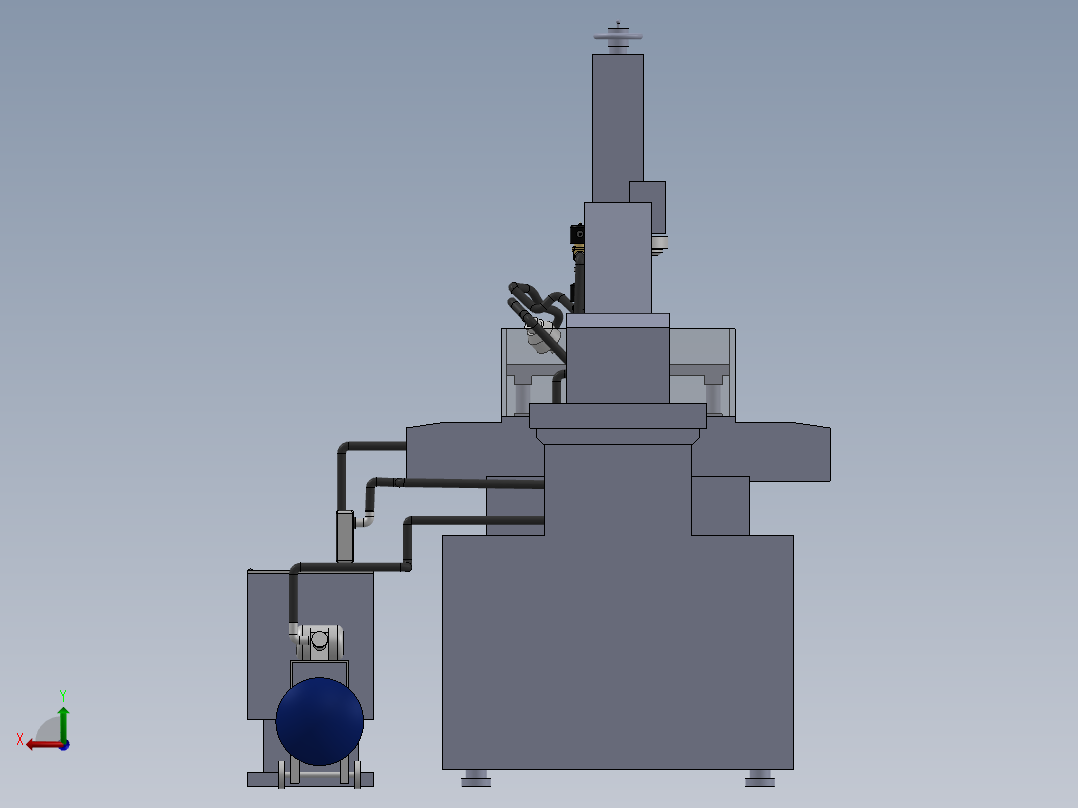 线切割机床sw源模型后视图