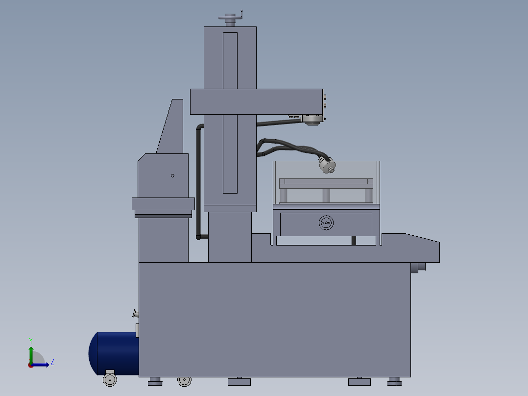 线切割机床sw源模型左视图