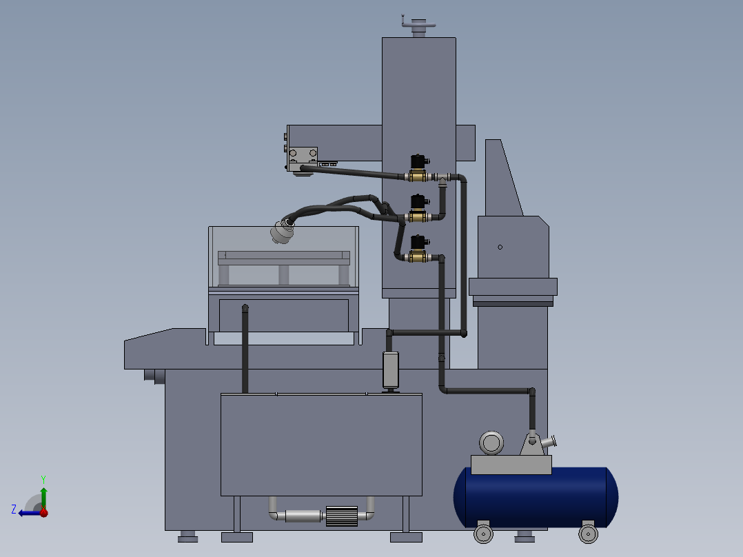 线切割机床sw源模型右视图