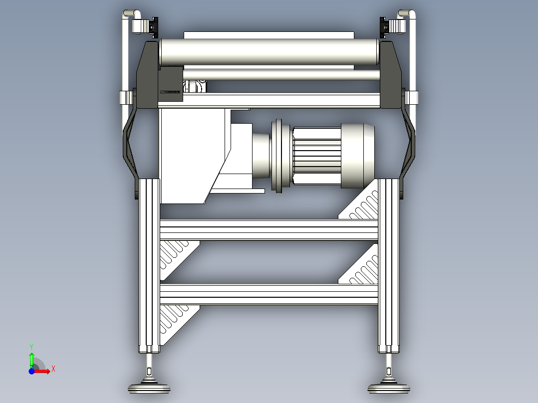 铝型材辊道输送机三维前视图